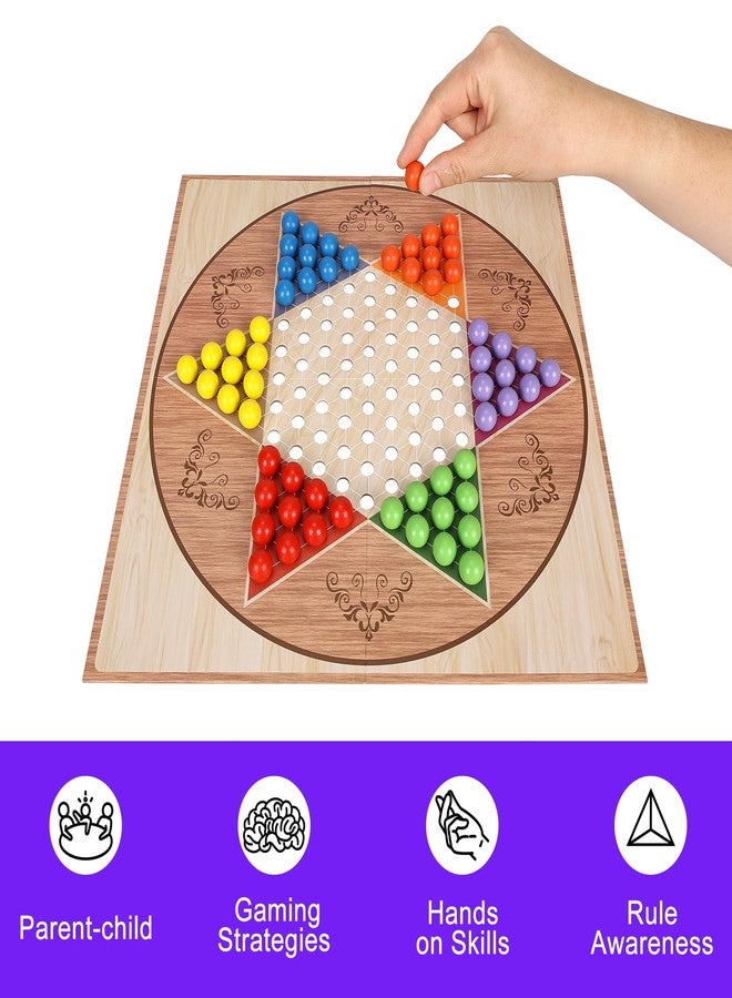 Offelec Classic Chinese Checkers Game Set - 13.5 Inch Foldable Board with 60 Colorful Acrylic Marbles, Portable Travel Board Games for Kids, Adults, Seniors & Family Night (2-6 Players) - Image 3